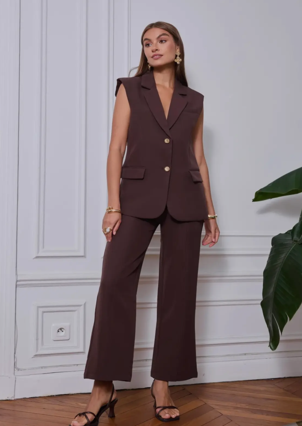 Chocolate Sleeveless Blazer