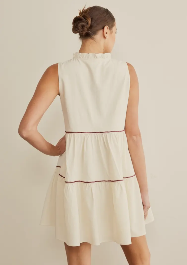 Tape Contrast Tiered Dress