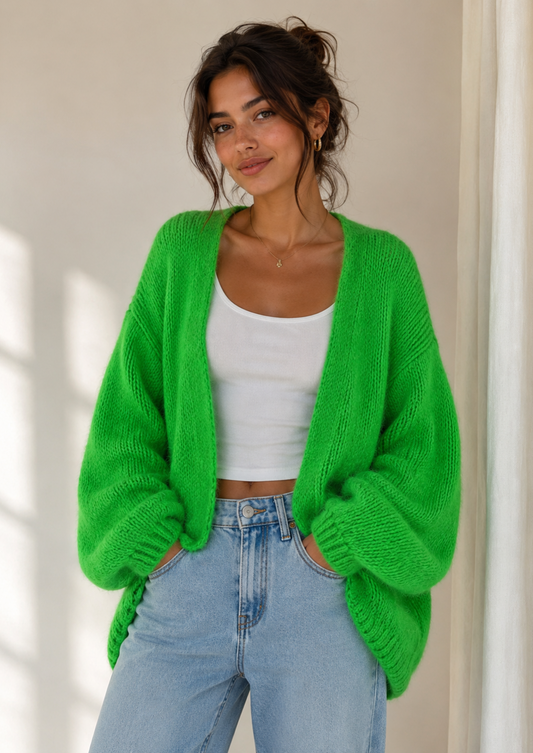 Green Bernadette Oversized Mohair Cardigan