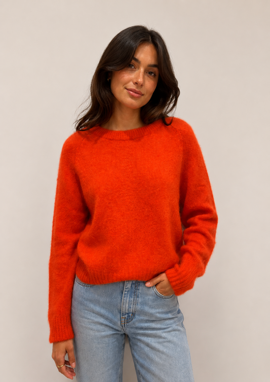 Orange Red Alpaca Crew Jumper