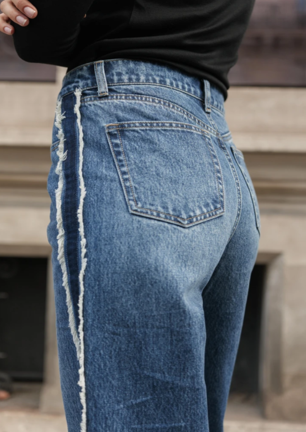 Sawyer Straight Leg jean with side fringe