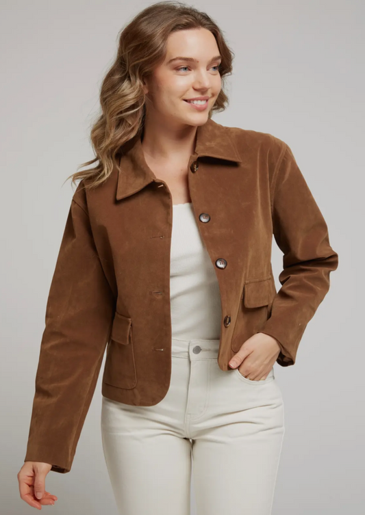 Short Suede Camel Jacket