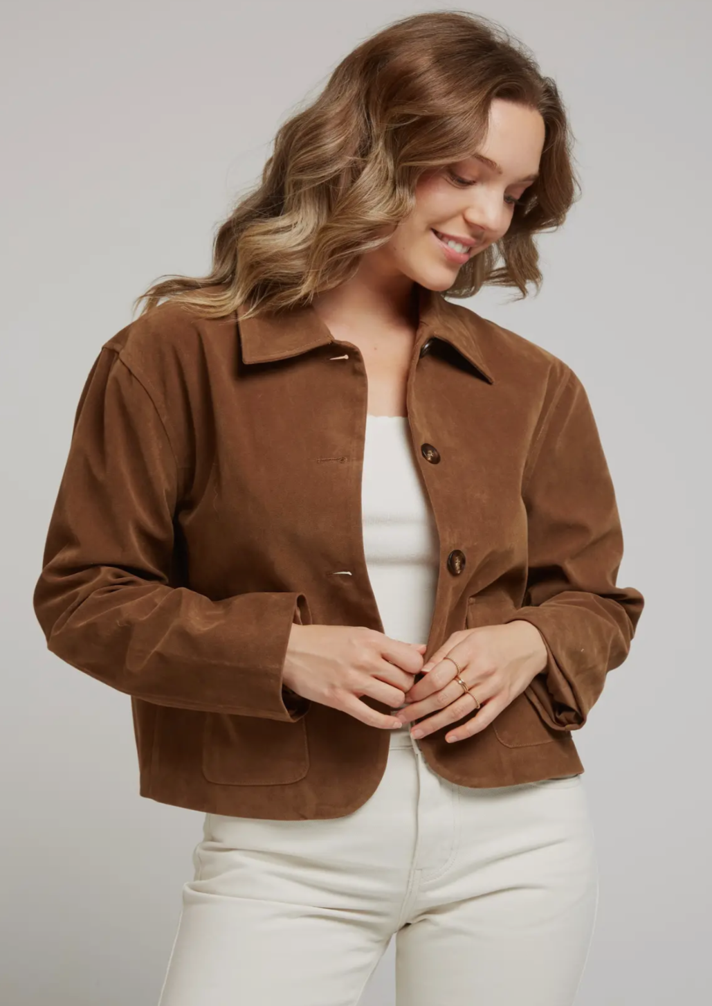 Short Suede Camel Jacket