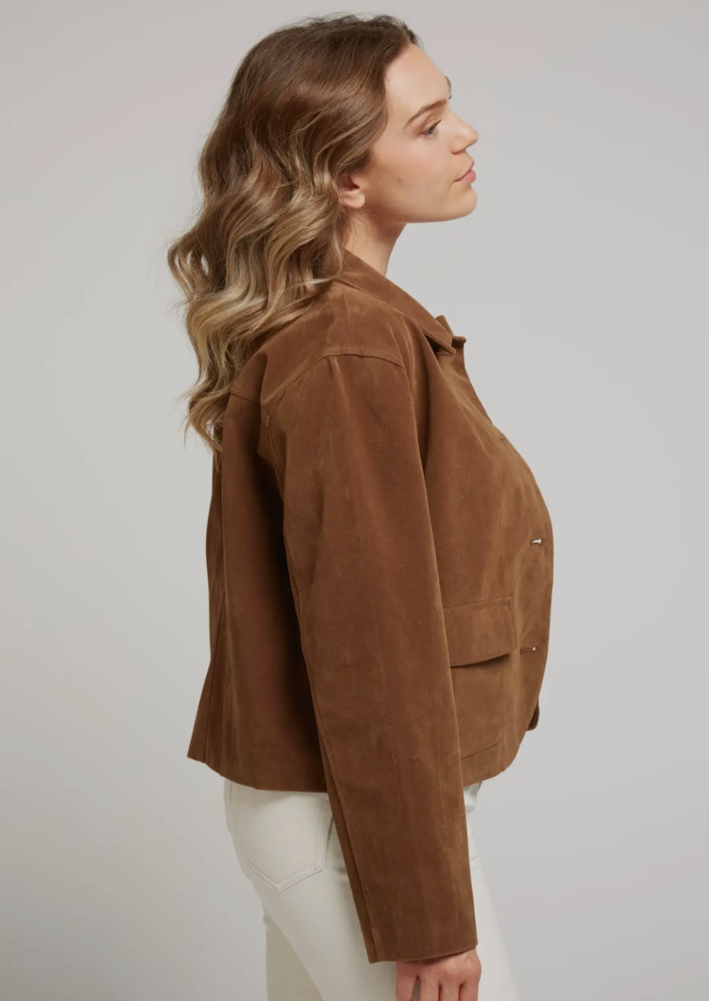 Short Suede Camel Jacket
