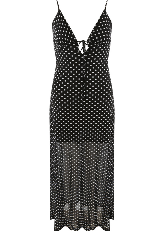 Polka Dot Cut Out Back Maxi Dress