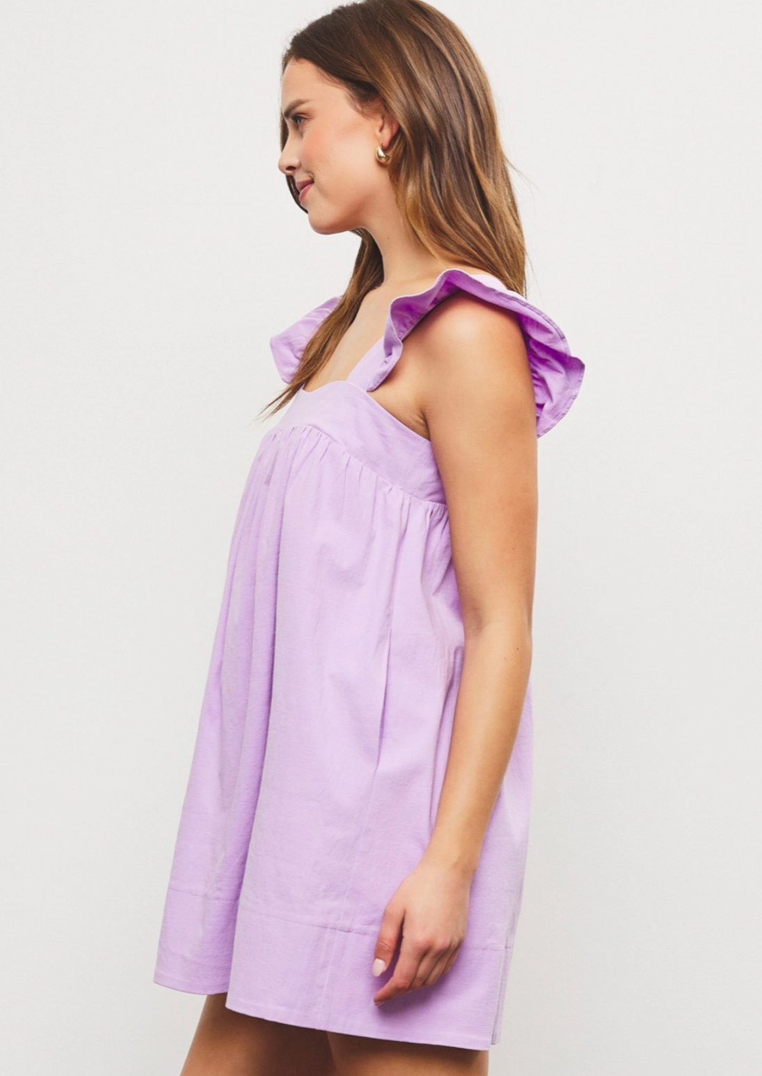 Lilac Ruffle Sleeve Dress