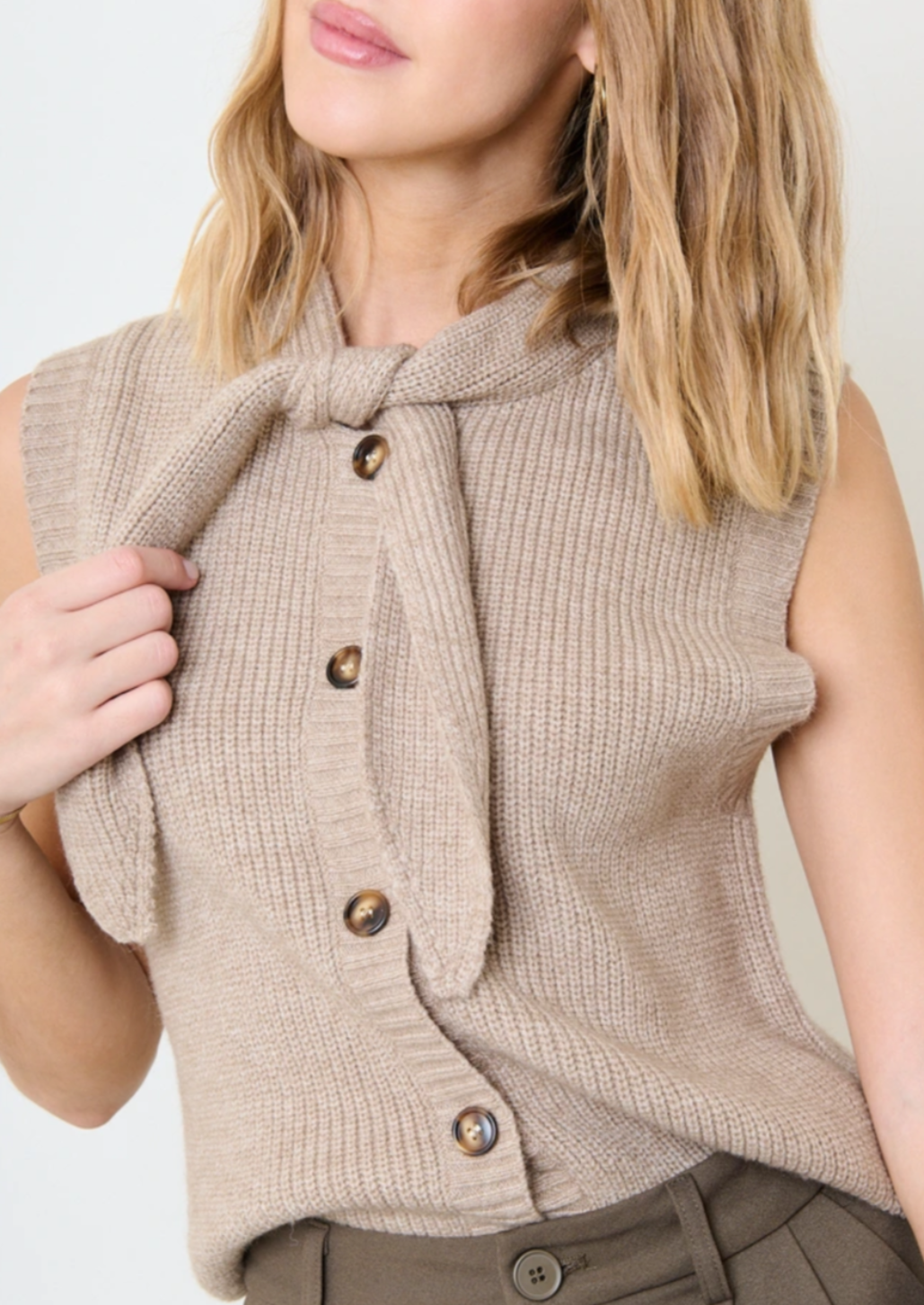 Olivia Taupe Tie Vest
