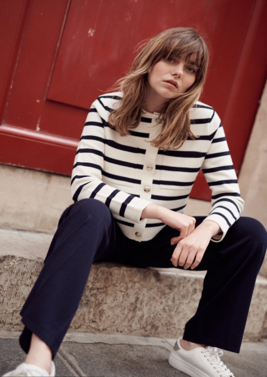 Layla Striped Wool Cardigan