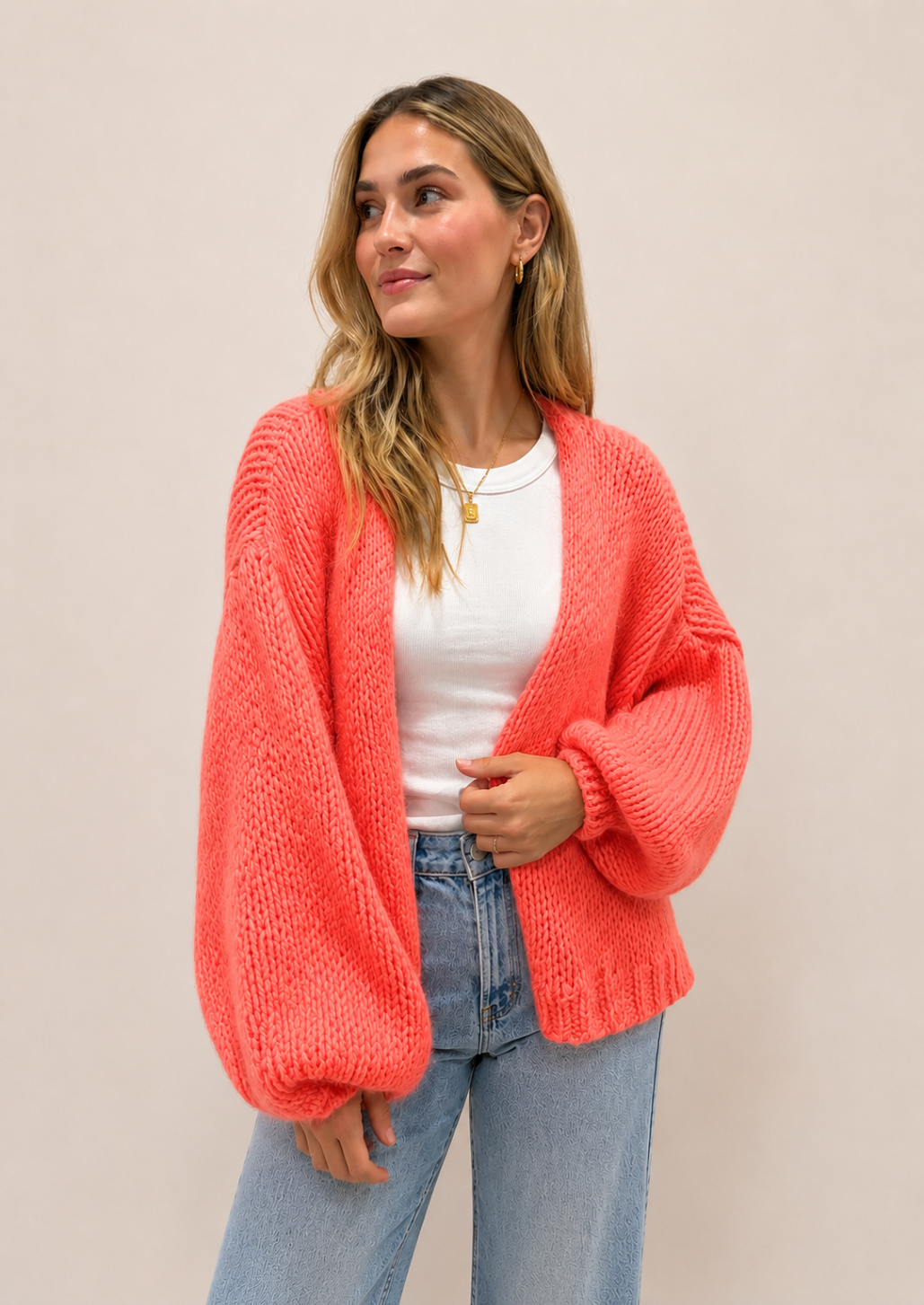 Coral Bernadette Oversized Mohair Cardigan