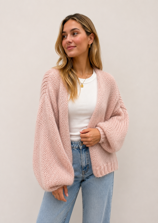 Rose Pink Bernadette Oversized Cardigan