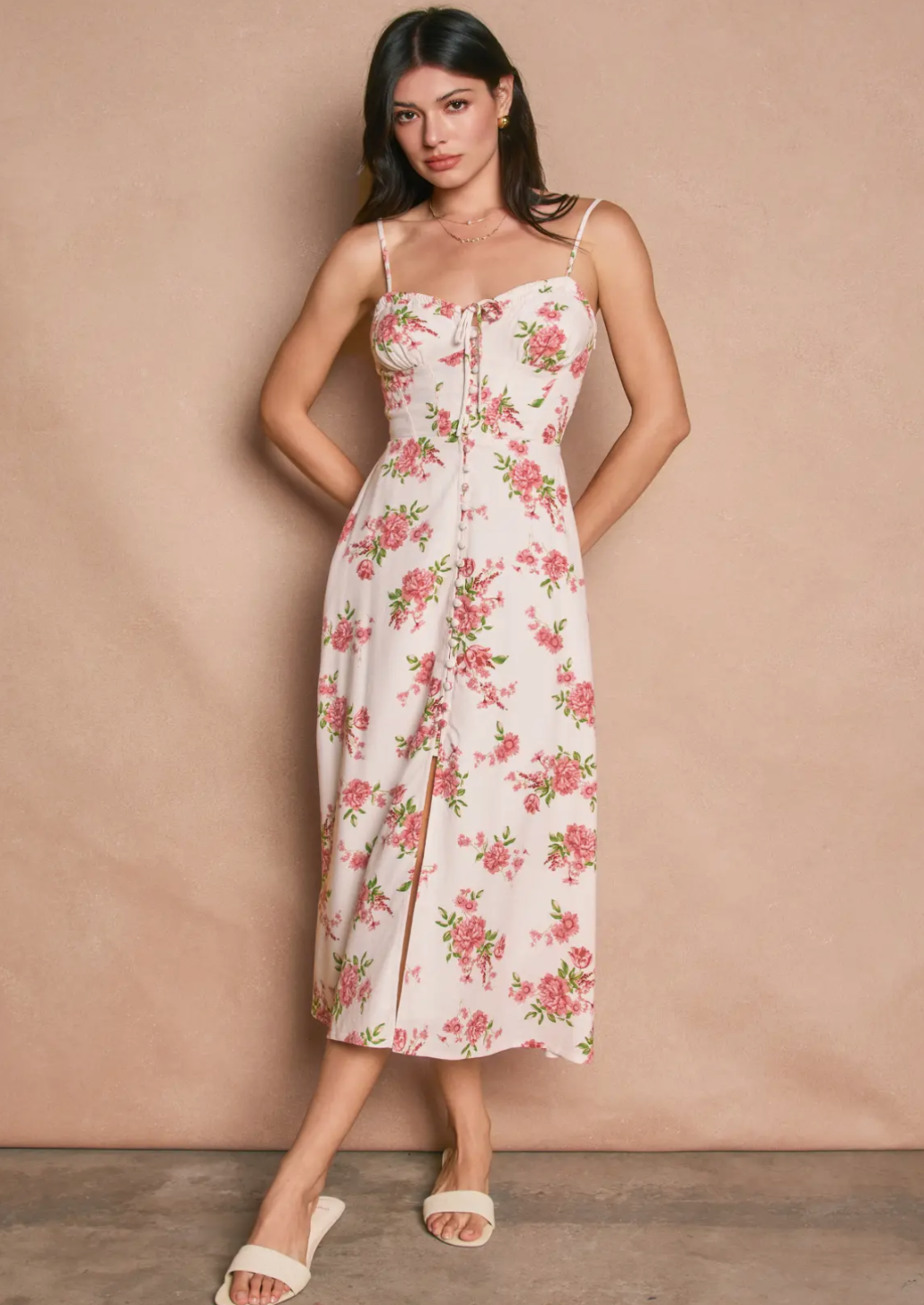 Floral Sweetheart Corset Midi Dress