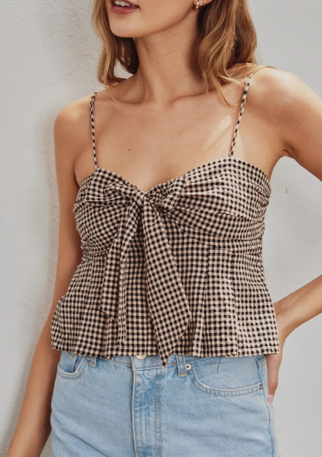 Gingham Bow Detail Cami Top