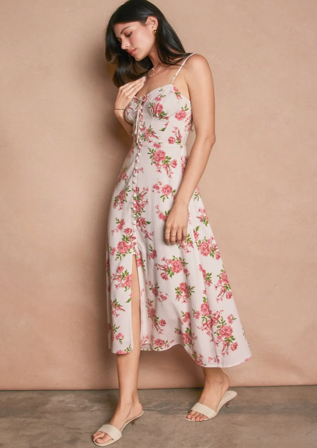 Floral Sweetheart Corset Midi Dress