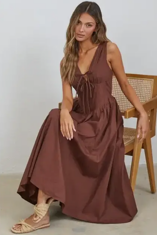 Rene Corset Poplin Midi Dress