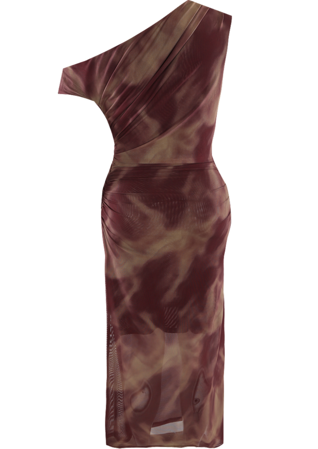 Marble Print Asymmetric Maxi Dress