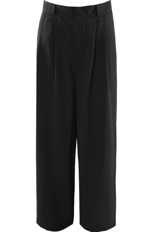 Black Tailored Box Pleat Wide Leg Trouser