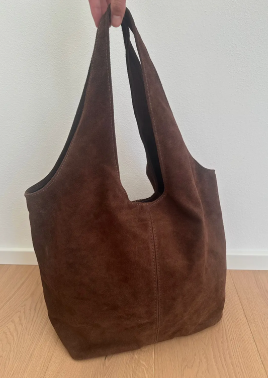Vegas Hobo Brown Suede Leather Bag