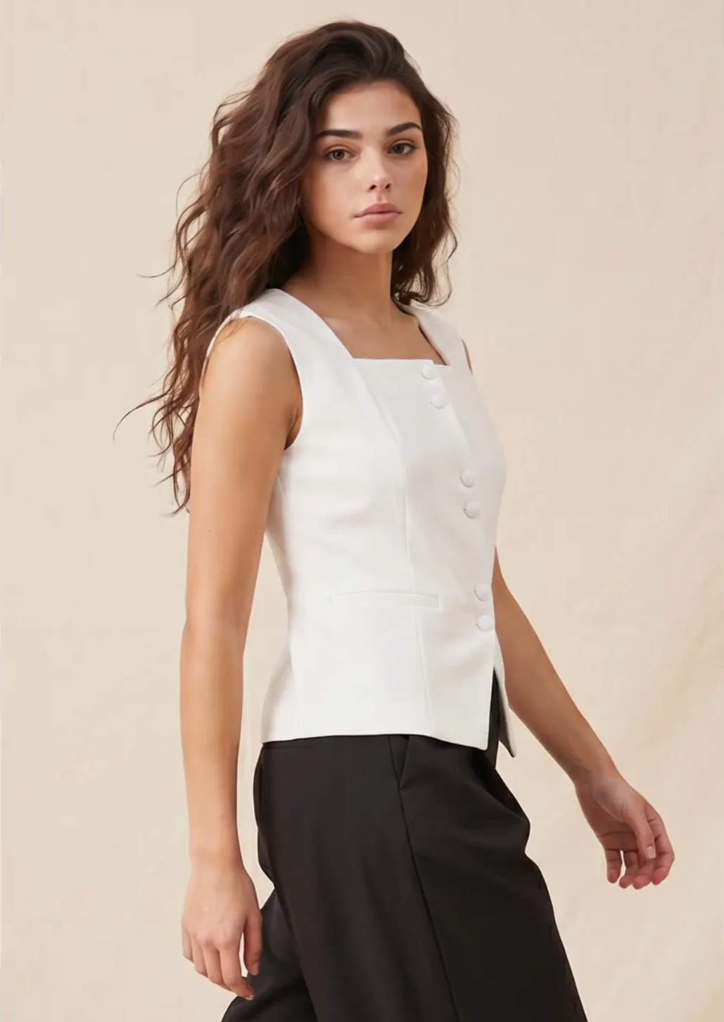 Tailored Square Neck Button
