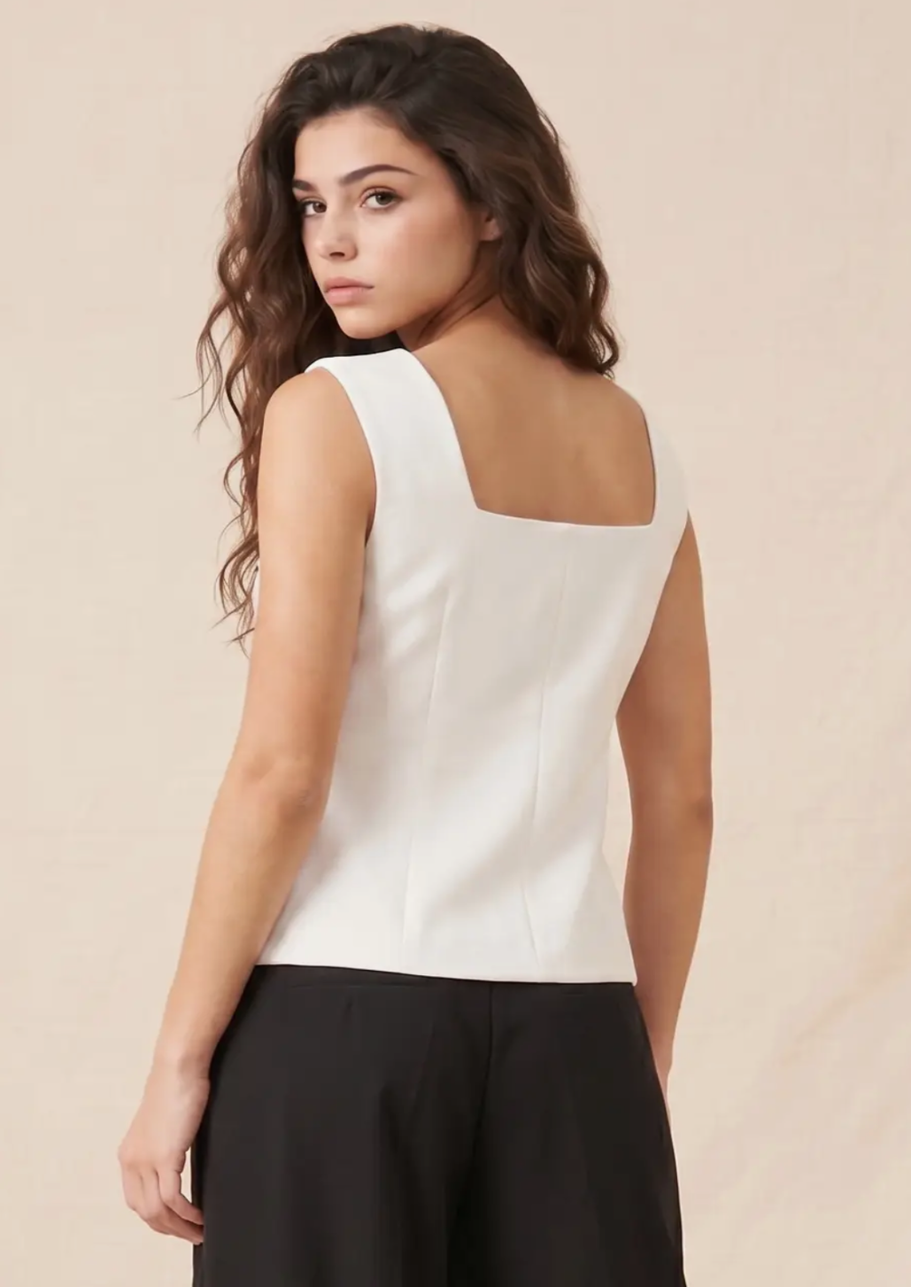 Tailored Square Neck Button