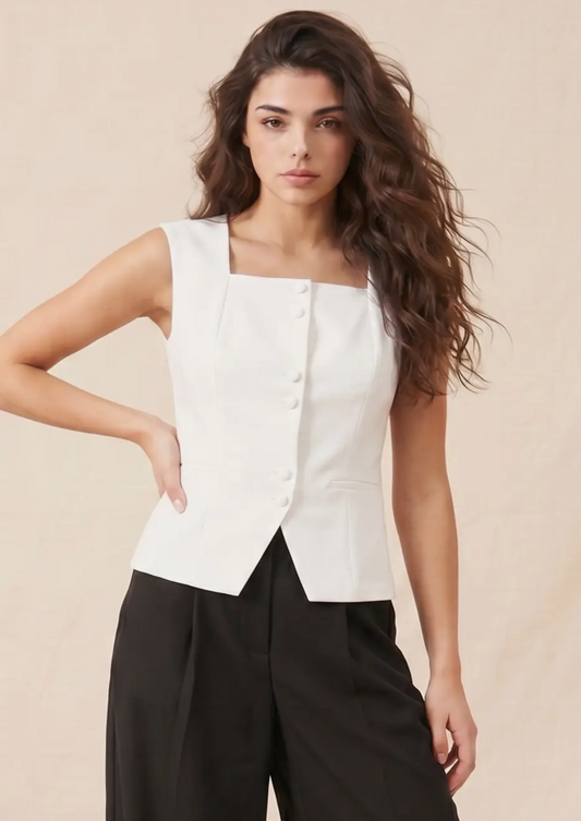 Tailored Square Neck Button