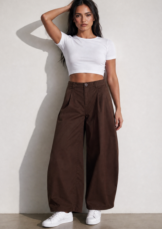 High Waisted Pleated Wide Leg Trouser