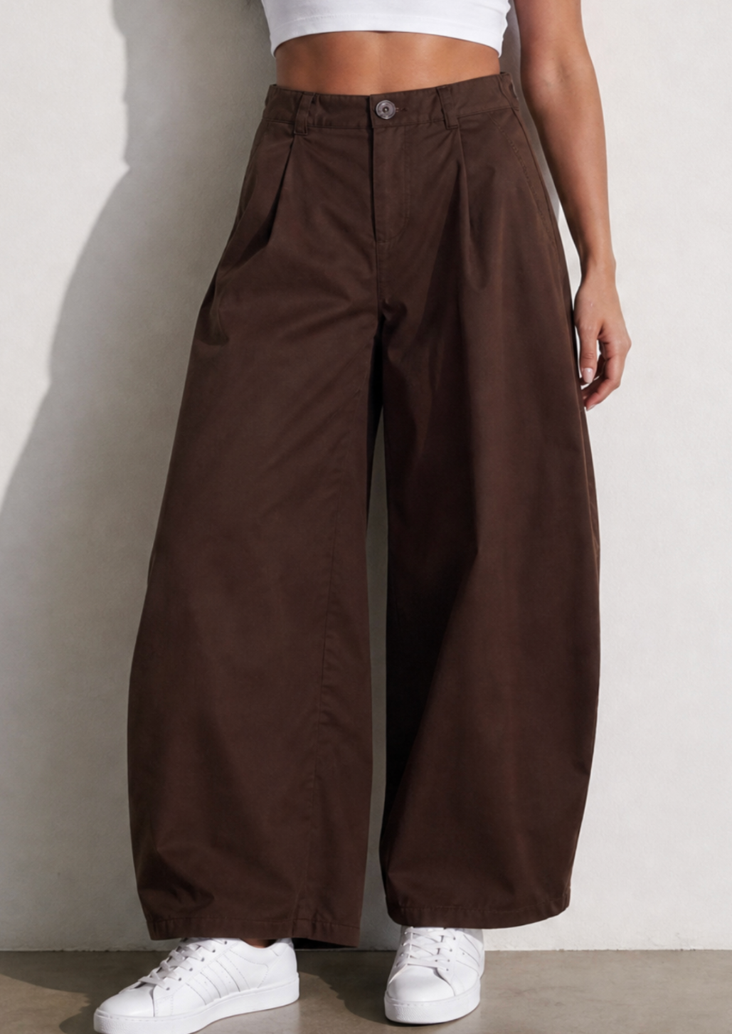 High Waisted Pleated Wide Leg Trouser
