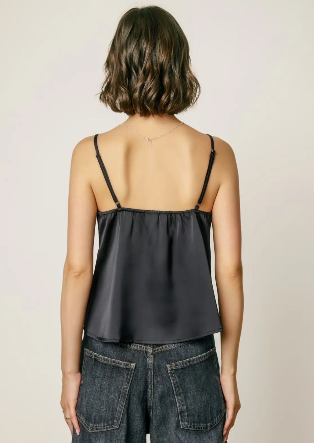 Navy Lace Satin Cami