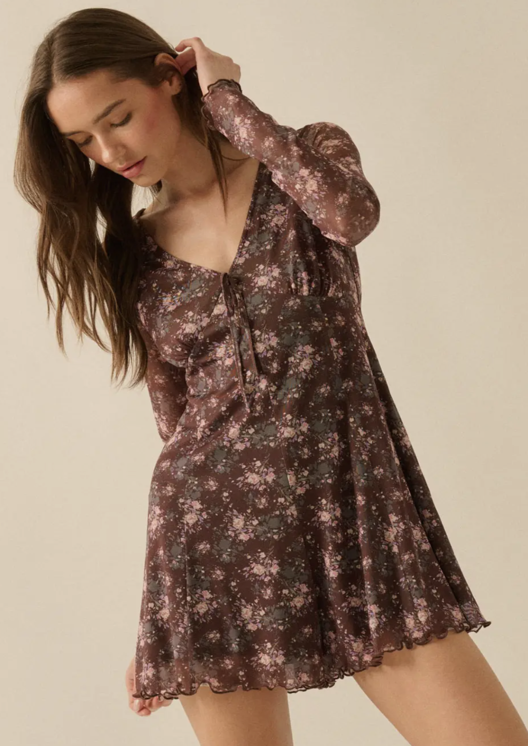 Floral Print Mesh Romper