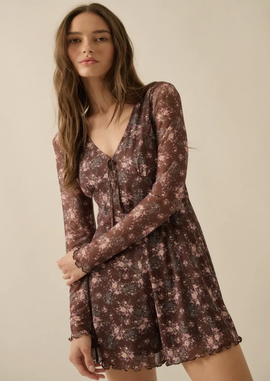 Floral Print Mesh Romper