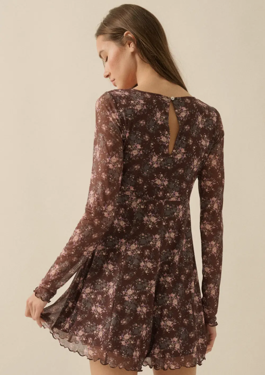 Floral Print Mesh Romper