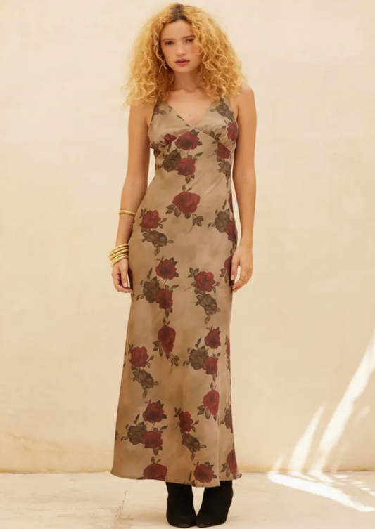 Floral Print Bias Cut Dress