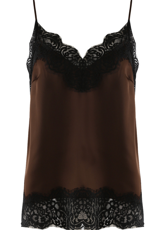 Lace Hem Brown Cami Top