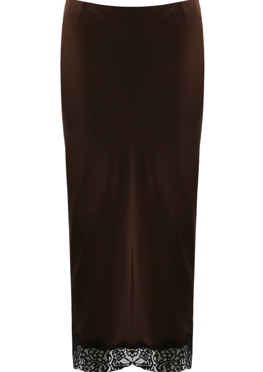 Lace Hem Satin Skirt