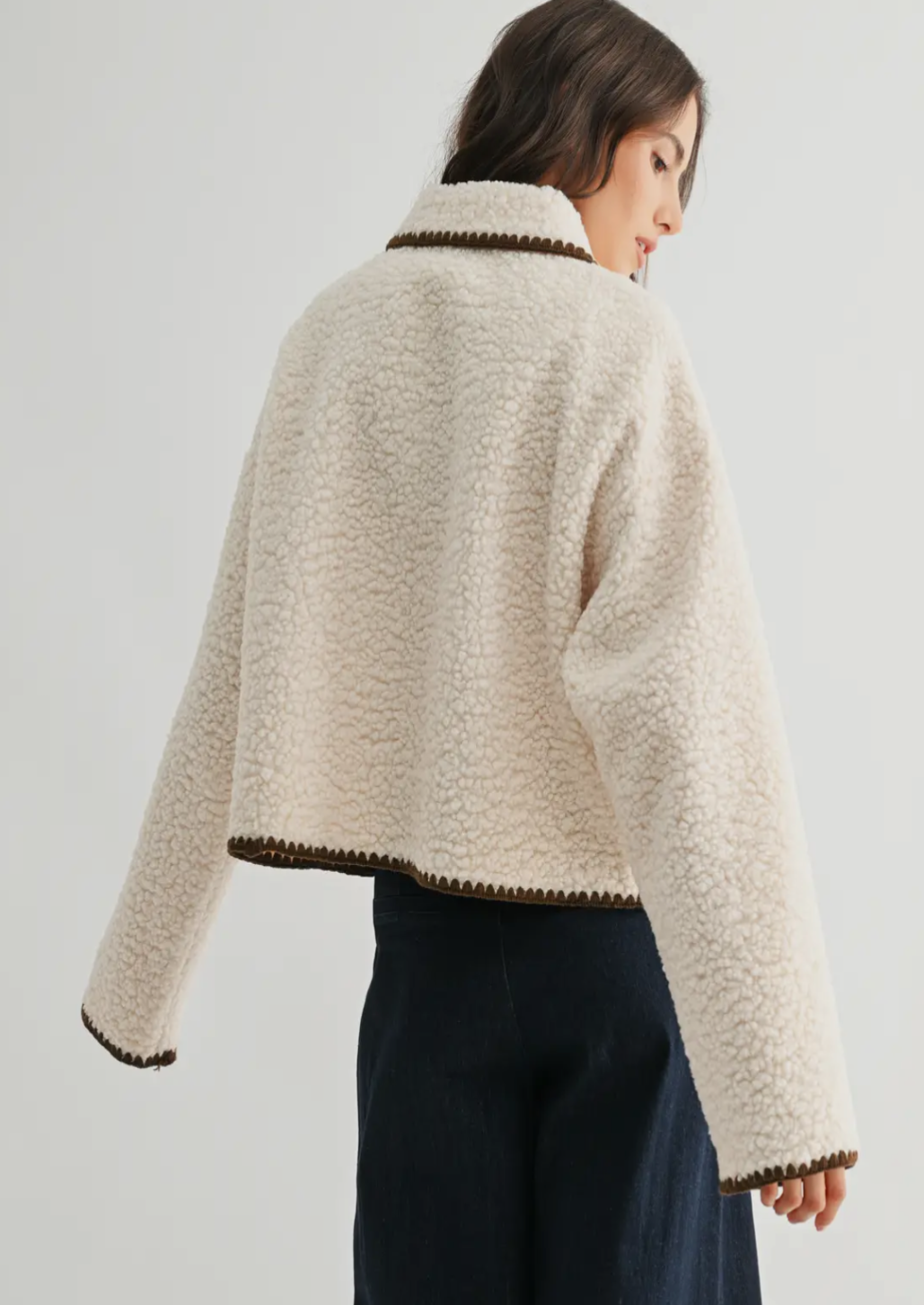 Contrast Trim Sherpa Jacket