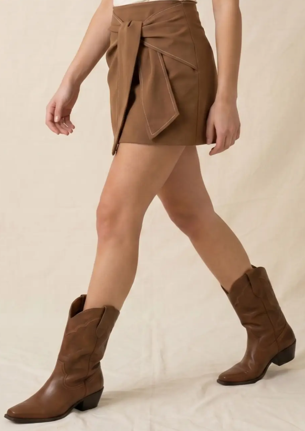 Wrapped Skirt With Contrast Stitching