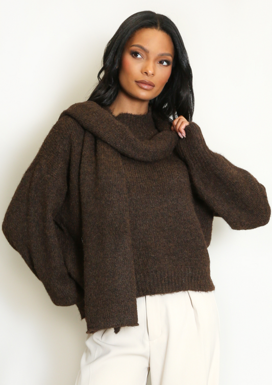 Mohair Knit Jumper With Scarf