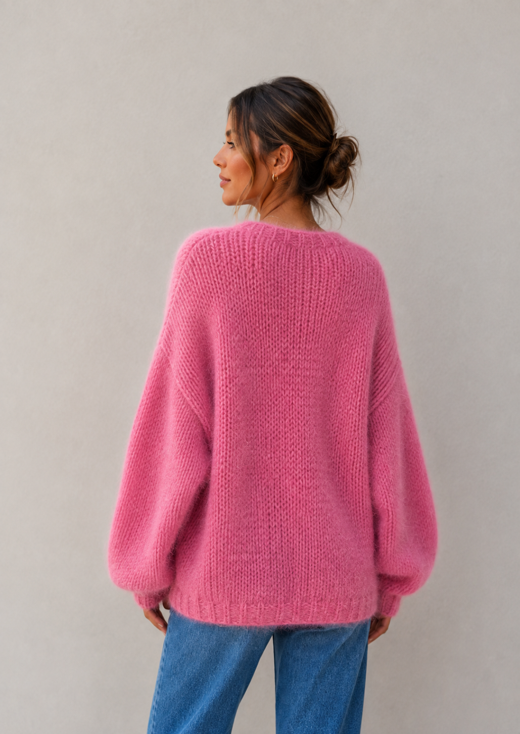 Pink Bernadette Oversized Mohair Cardigan