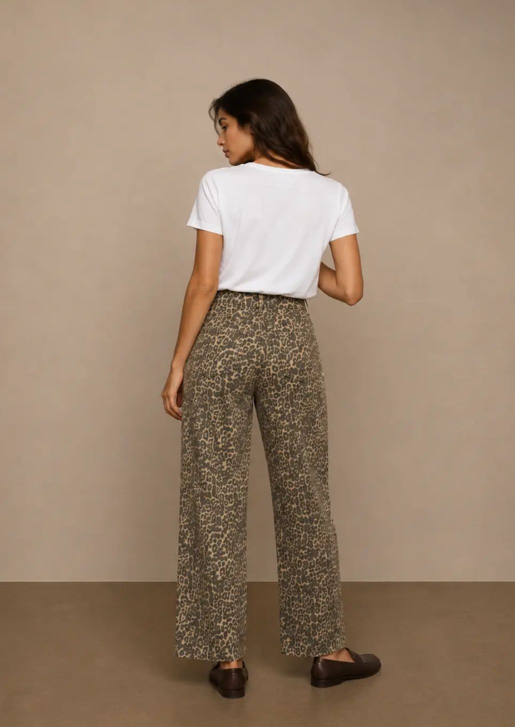 Straight Cut Leopard Print Jean