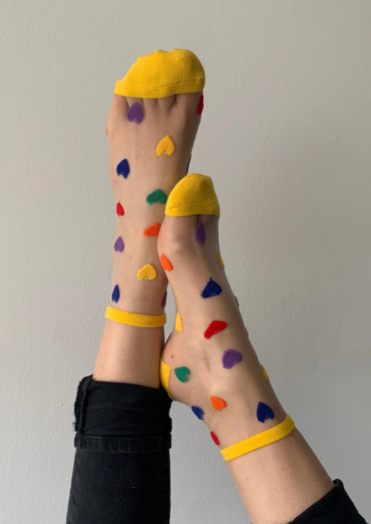 Tutu Multi-coloured Love Heart Socks