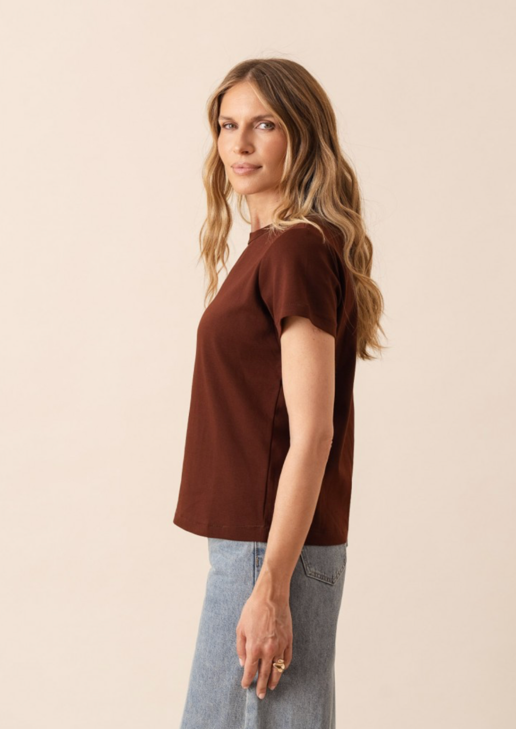 Rust Round Neck Cotton T Shirt