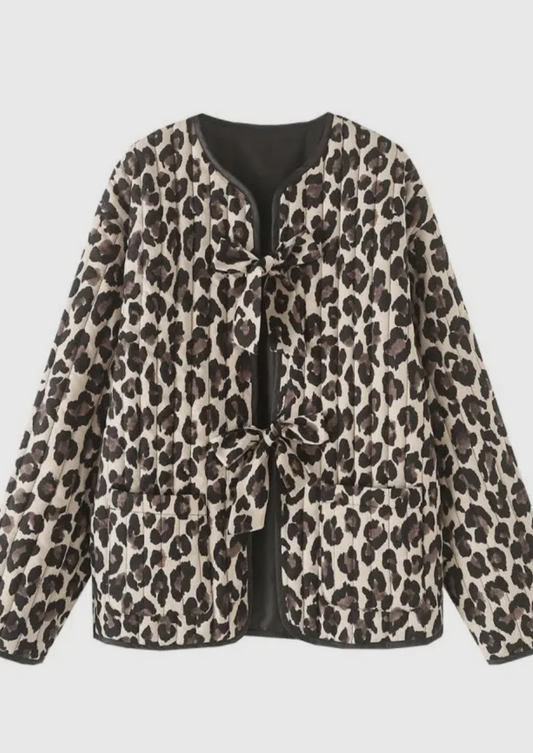 Leopard Print Quilted Coat