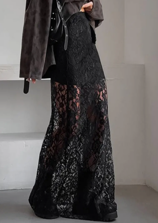 Lace Cut Out Maxi Skirt