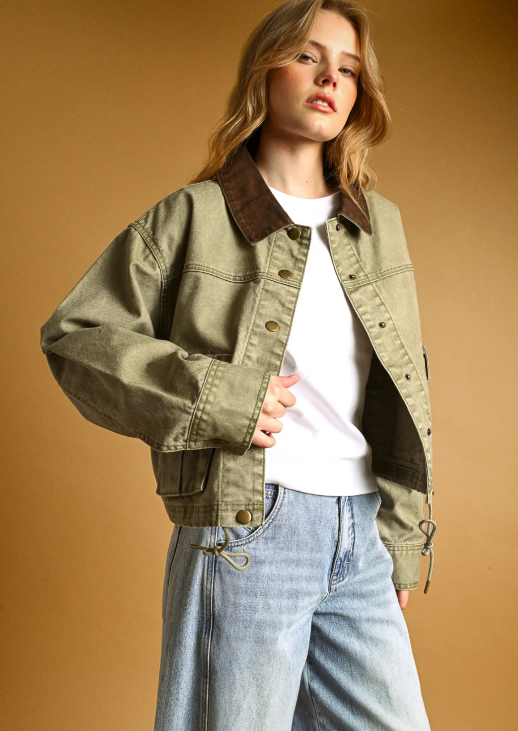 Contrast Collar Utility Jacket