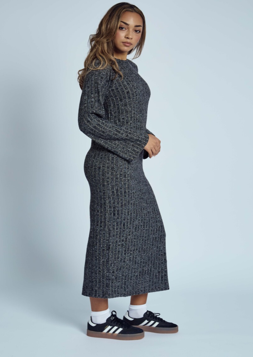 Ribbed Back Detail Knitted Maxi Dress