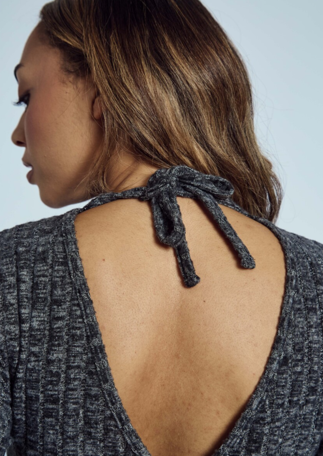 Ribbed Back Detail Knitted Maxi Dress