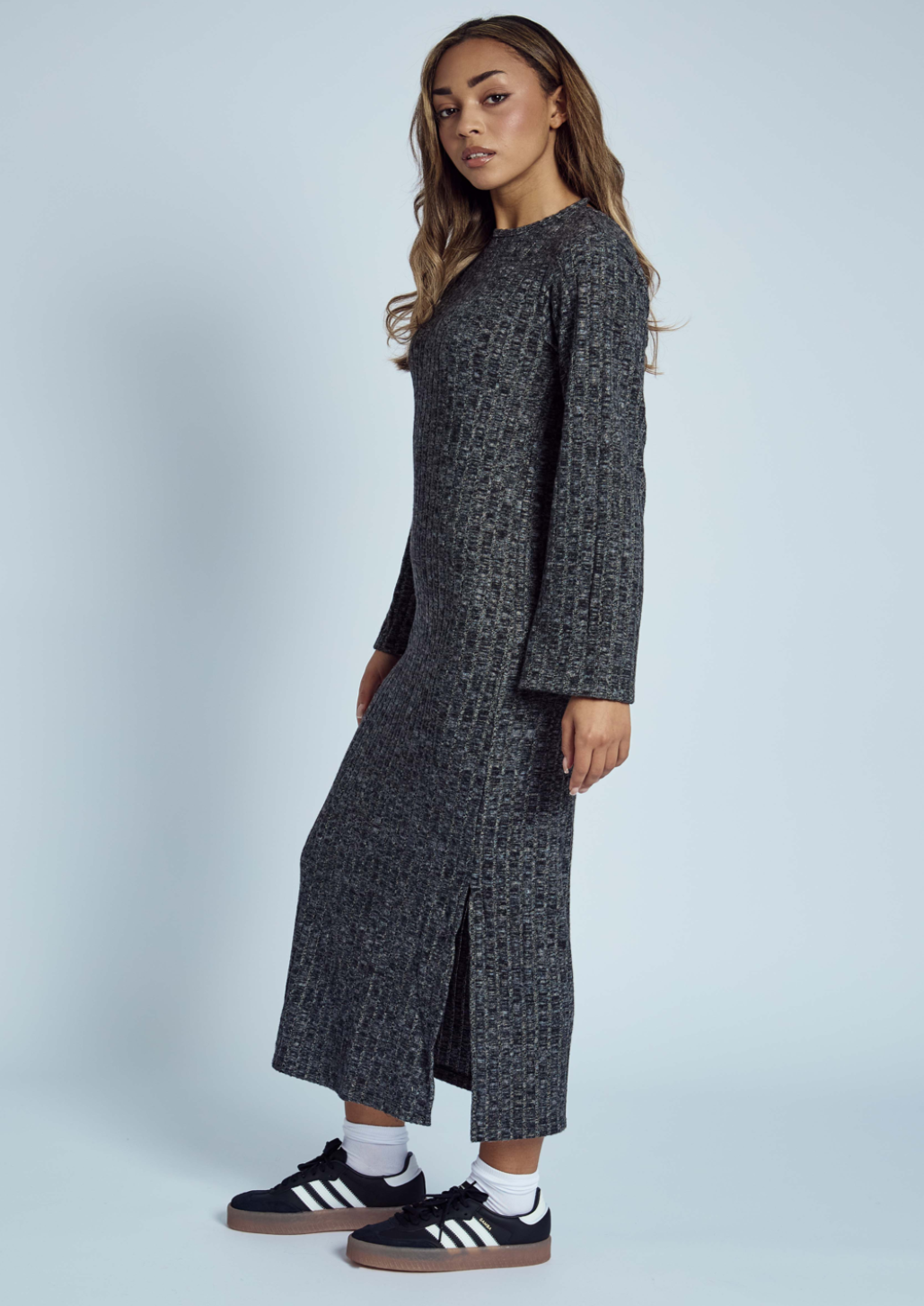 Ribbed Back Detail Knitted Maxi Dress