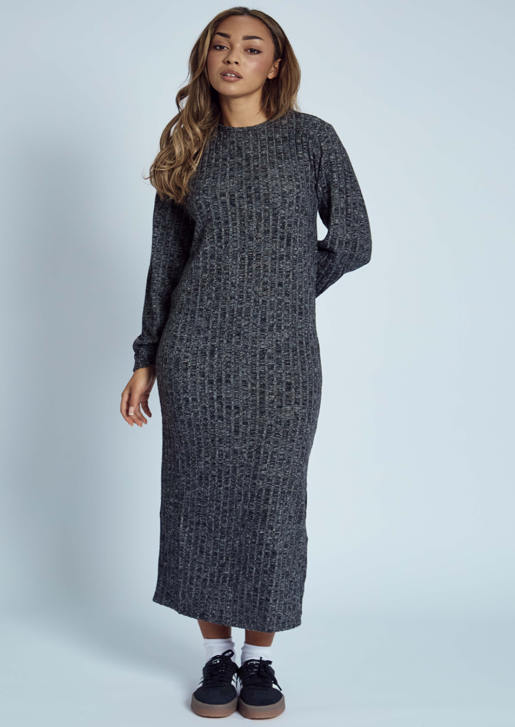 Ribbed Back Detail Knitted Maxi Dress