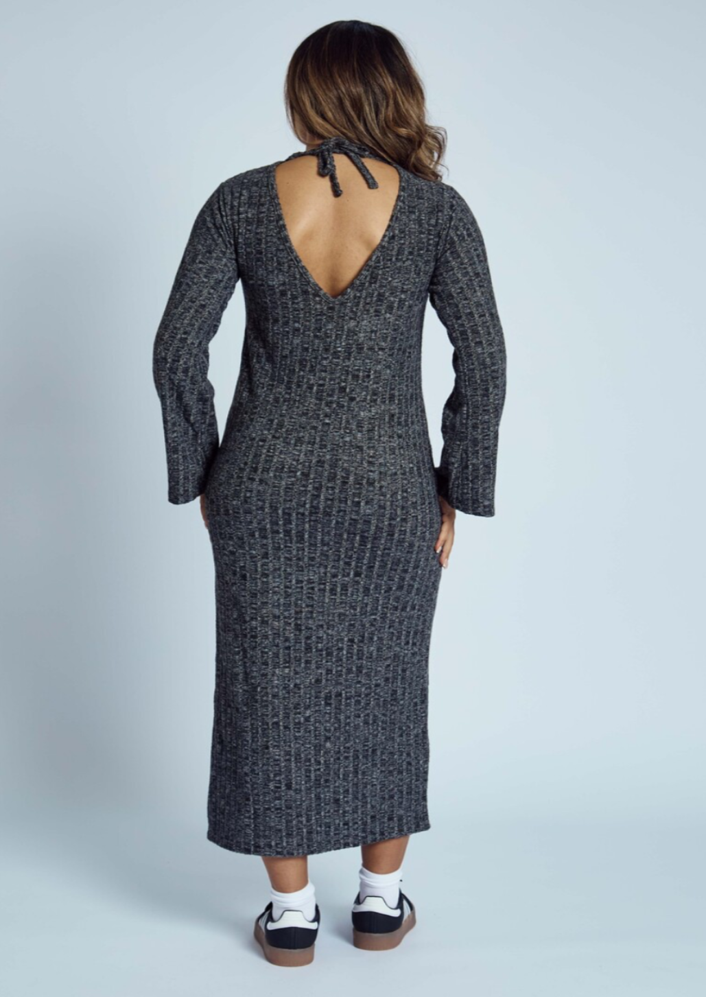 Ribbed Back Detail Knitted Maxi Dress
