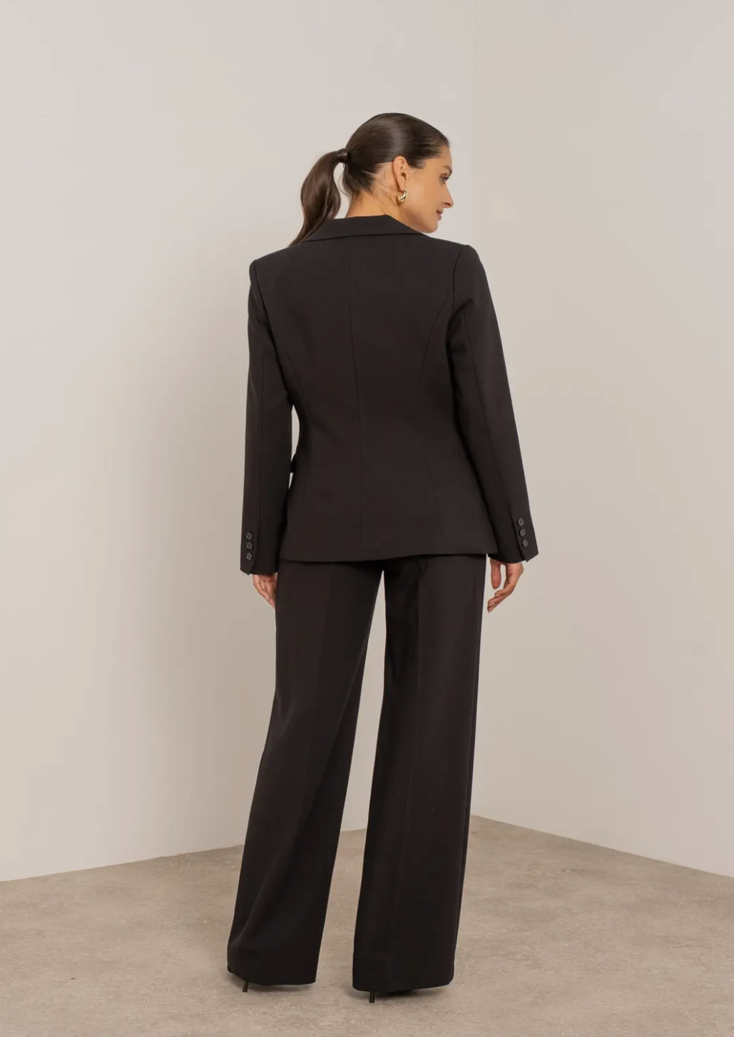 One Button Black Blazer