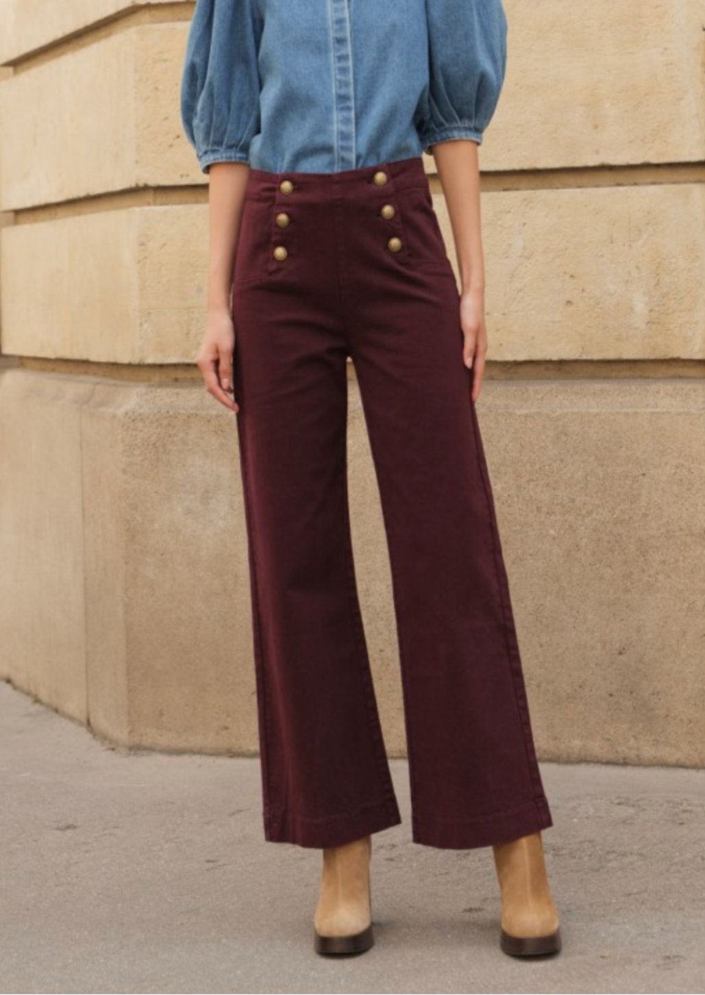 Victorine Burgundy Wide Leg Jean